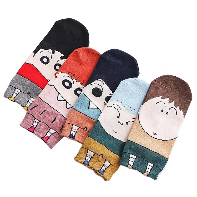

5 pairs Japanese cartoon characters summer cute low cut ankle Crayon Shin-chan socks, 5 styles