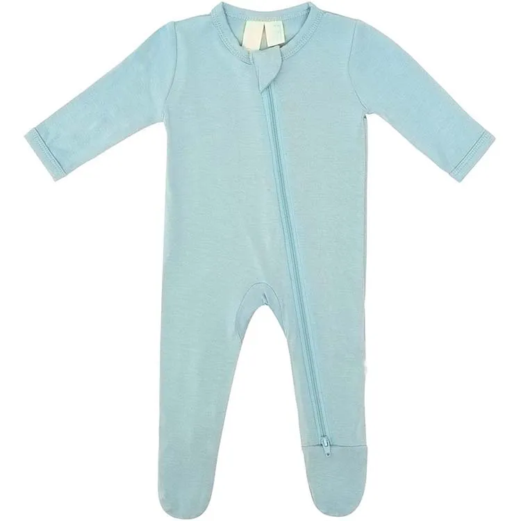 

hot sale Dual Zipper Closure Grip Feet Soft Bamboo Rayon Footie 0-24 Months Baby Pajama, Provide color chart