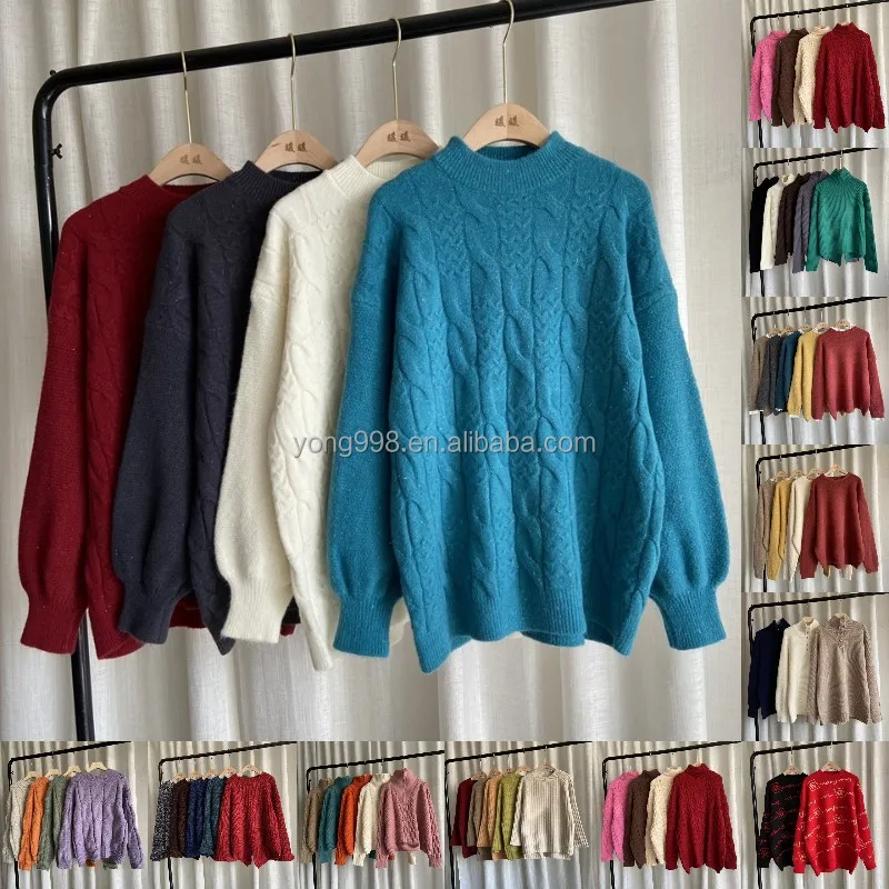 

Autumn and winter hot selling ladies leisure knitting sweaters ready to ship large quality women pure cashmere sweaters