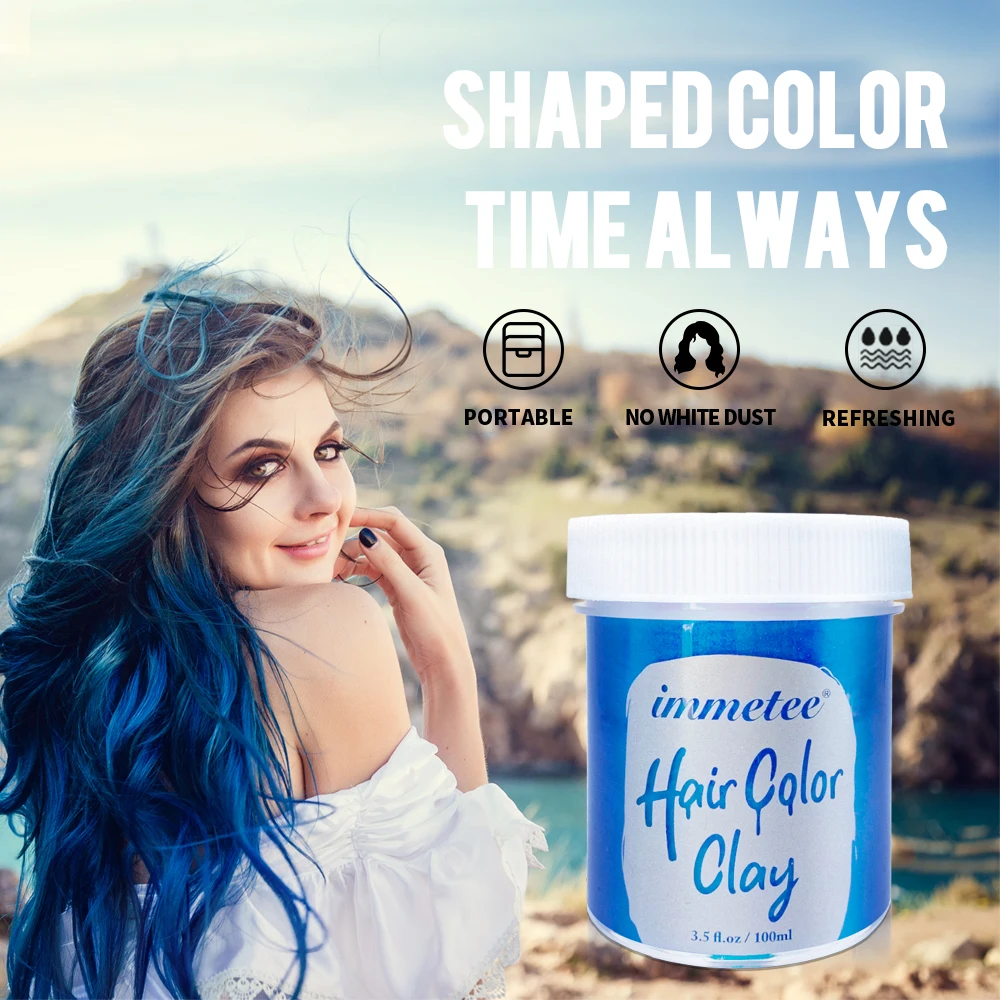 

Temporary OEM/ODM Hair Color Mud 100g Blue / Yellow / Grey / Purple Hair Color Pomade For Women Hair Dye Clay