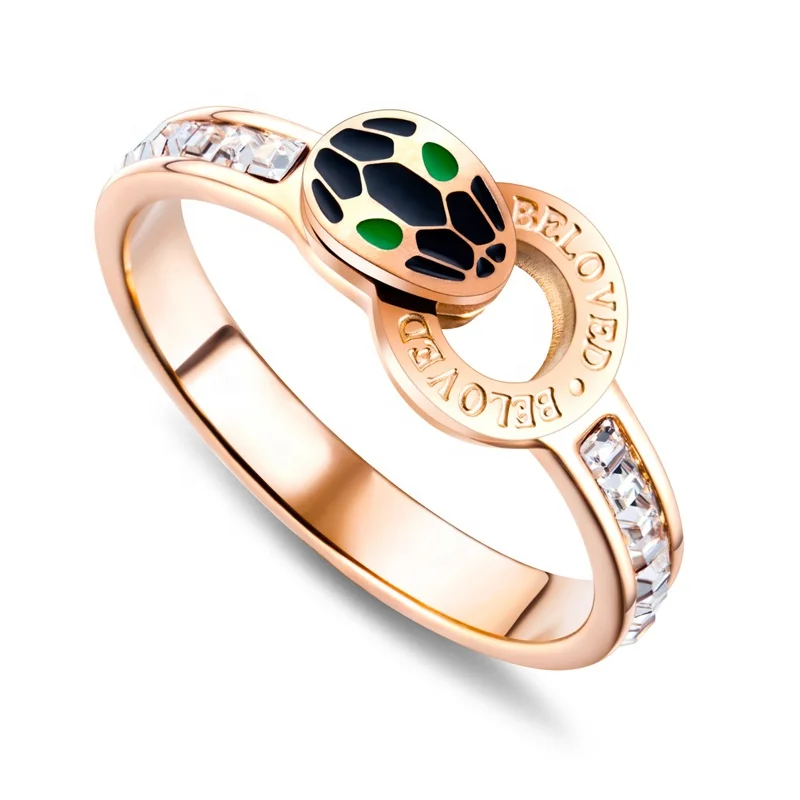 

smart trendy snake ring girls ladies stone ring rose gold engagement ring for women