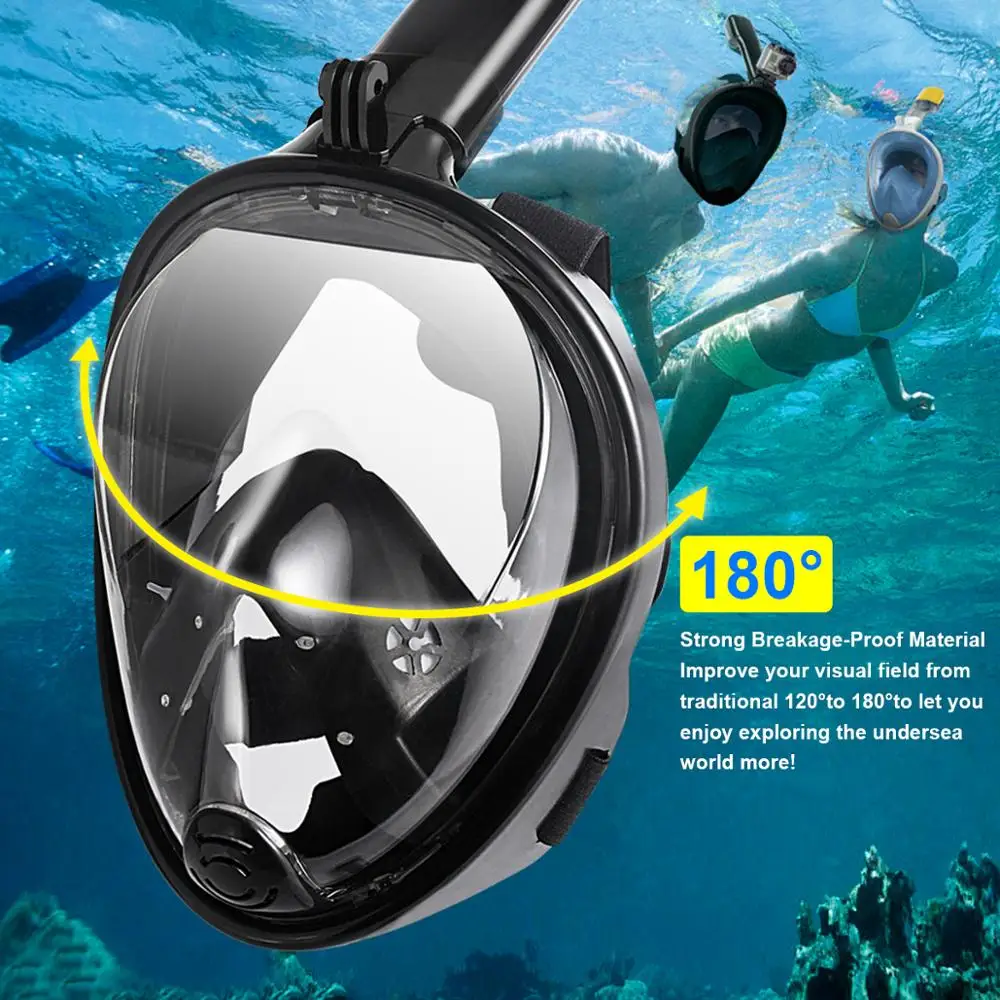 

Factory direct sale diving equipment 180 degree full face scuba snorkel diving mask black snorkeling mask for adult, Black,black-blue,white-blue,green,purple,blue,pink,gray