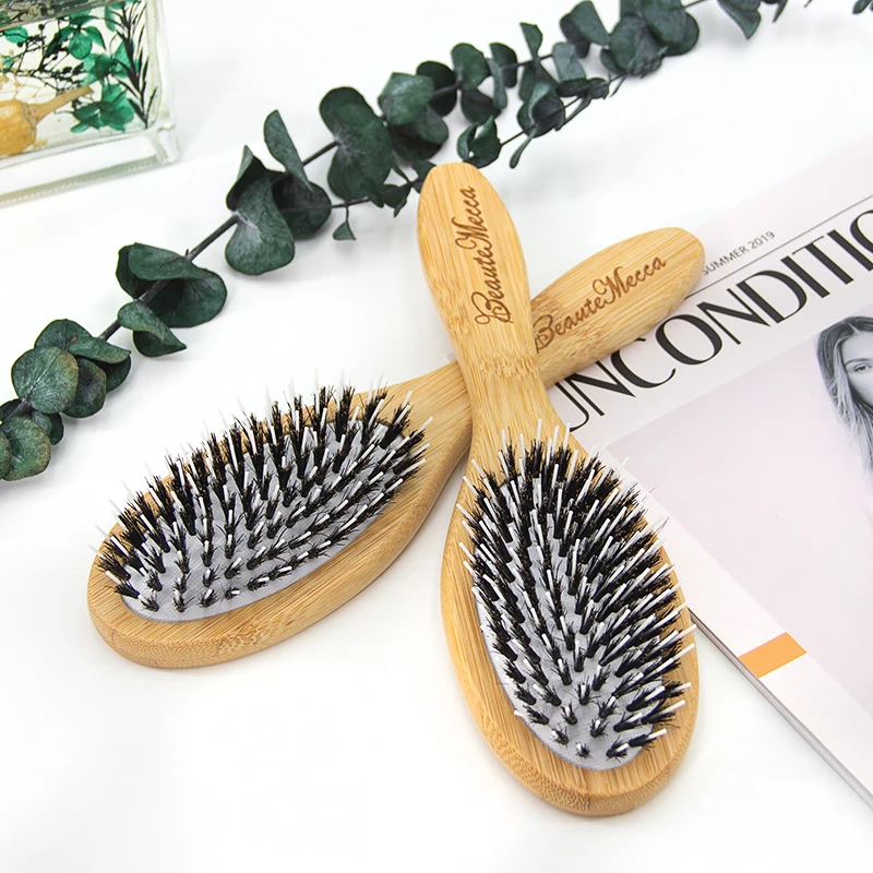 

Top Quality Nylon Boar Bristle Bamboo Handle Paddle Hair Extension Wig Brush