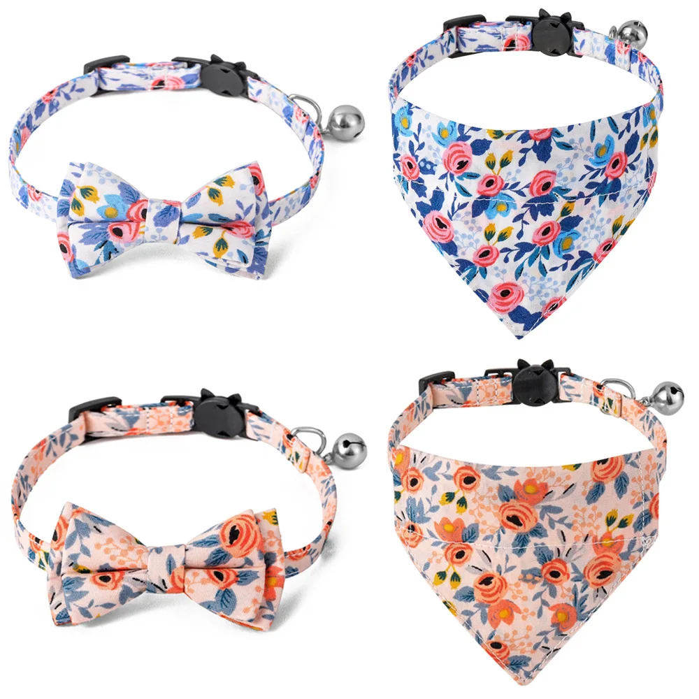 

Floral dog bandana set Bow Tie Collar cute pet luxury dog bandana, 2 colors are available