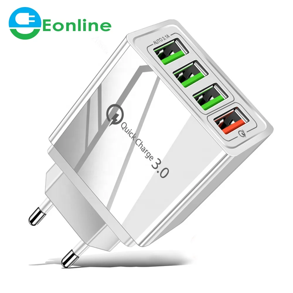 Eonline New Original Travel Home Wall USB Charger for Mobile Phones Multi-ports 4 USB Fast Charger Quick Charge 3.0