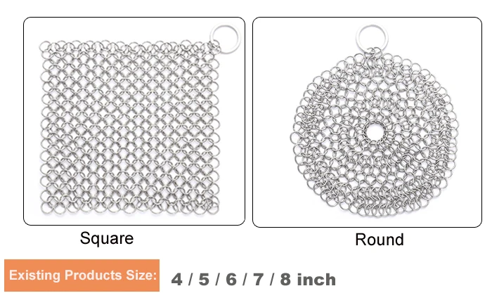 SGS Certificated Stainless Steel Single Ring Chainmail Mesh Scrubber For Cleaning