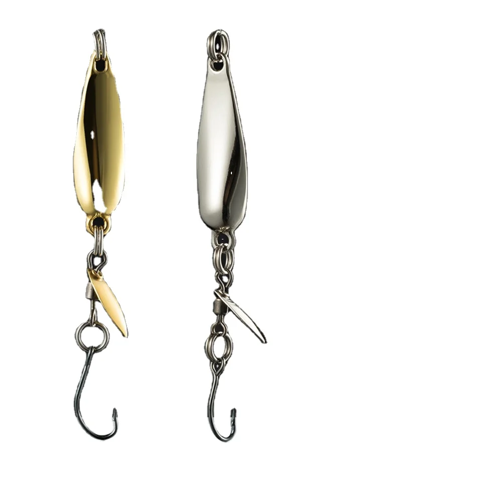 

RTS Gold Silver Blade Fishing Metal Spoon Lures with Barbed Hook