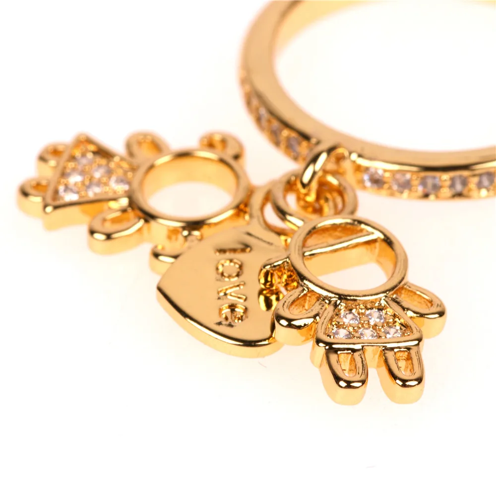 

fashion 18k gold plated boy and girl and heart shape sengagement ring jewelry