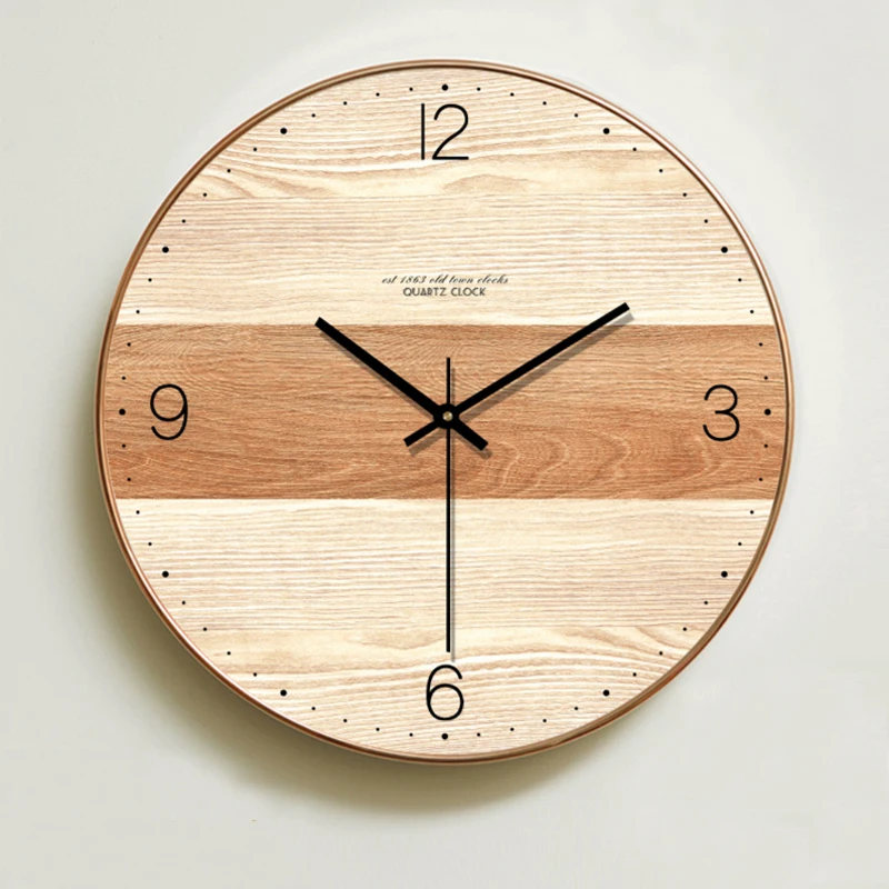

Modern Simple Wooden Clock Silent for Bedroom Art Decor Big Wall Clocks Wood Nordic Style Hanging Watch 14 inch