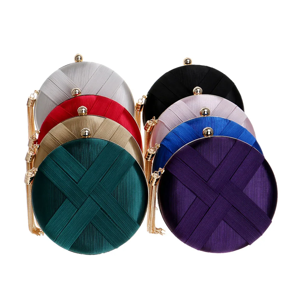 

Personality silk round European and American banquet clutch bag