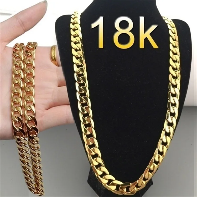 

Fashion Cuban18k Gold Plated Hip Hop Necklace For Women Men Jewelry Fashion Chain Necklace Charms Jewellery Choker