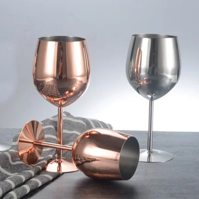 

304 Stainless Steel Red Wine Goblets 500ml Juice Drink Goblet Shatterproof Party Wine Glasses, Silver/gold/rose gold