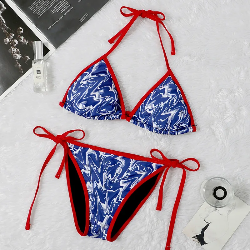 

2021 European and American new letter straps split letter bikini sexy ladies swimwear swimwear