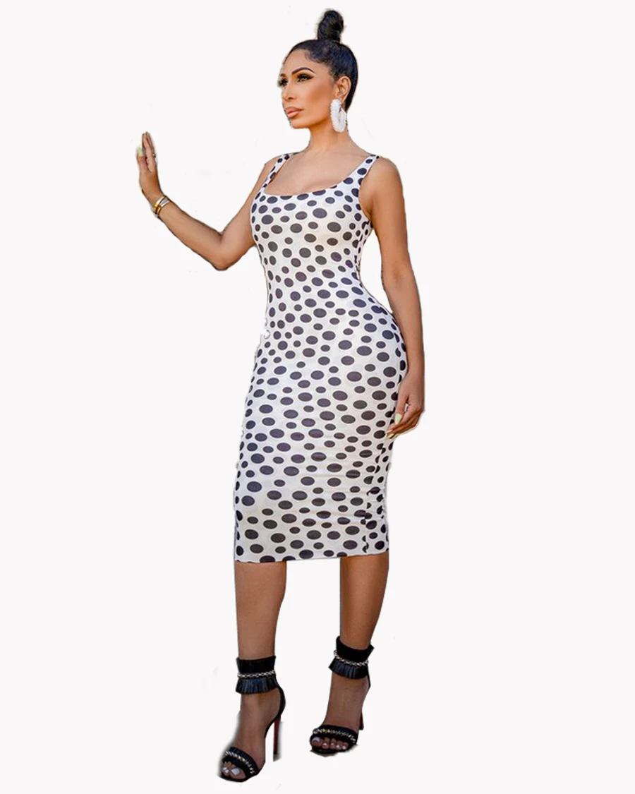 

Summer new European and American sexy polka dot vest dress