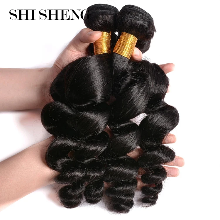 

SHI SHENG Top Fashion Good Selling 18in/20in/22in/24in Hairpiece Synthetic Black Loose Wave Bundle for Women