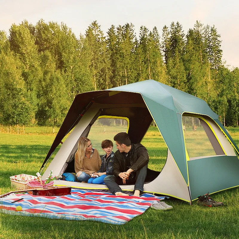 

4-6 Person Automatic Camping Tent Easy Setup Speed Open Tent Two Layer Rainproof Anti-UV Hiking Beach Travel Family Large Tent