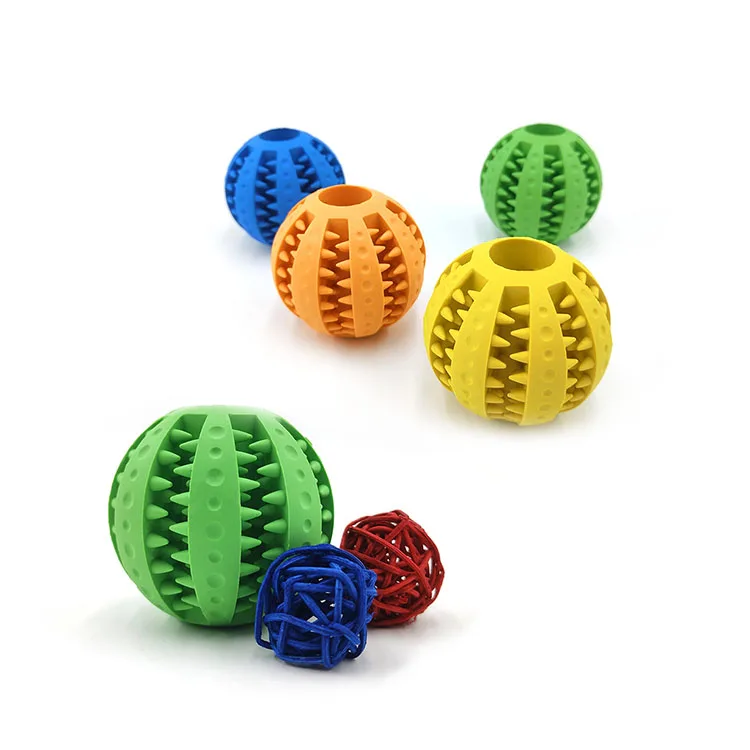 

Soft Rubber Pet Feeder Tooth Cleaning Ball Toy Iq Training Ball Dog Chew Toy, Green/yellow/orange/blue