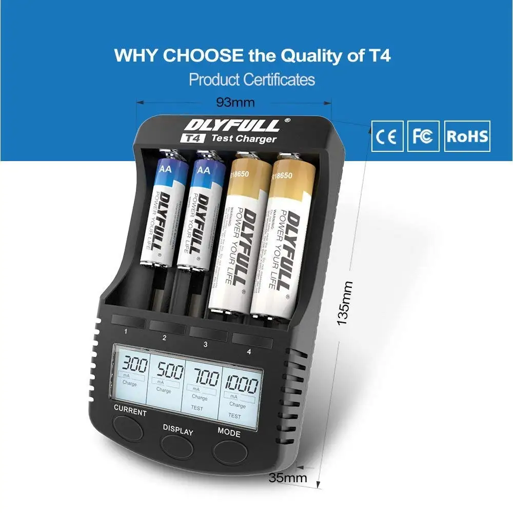 Dlyfull T1 Lcd Intelligent Nimh Aa&aaa Battery Charger Capacity