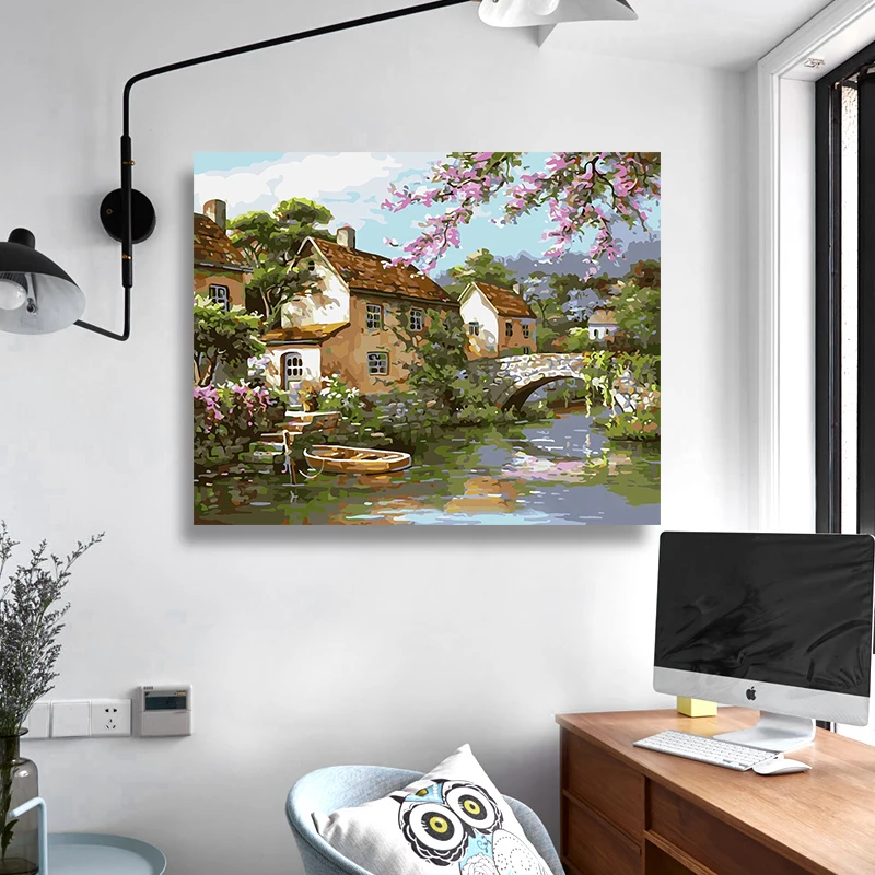 High Quality Diy Paint By Numbers Painting House Home Art Canvas Print ...