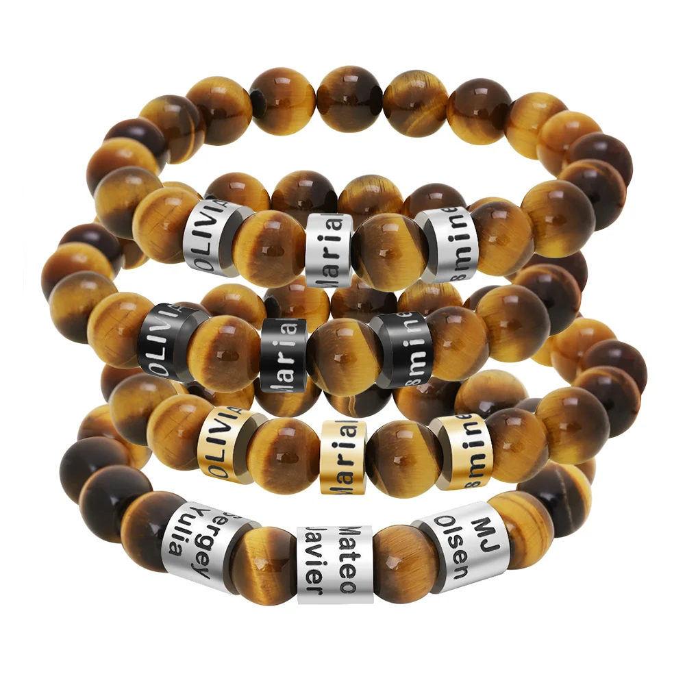 

Energinox Custom Designer Charms Natural Beads Diffuser Lava Stone Tiger Eye Bracelet for Men