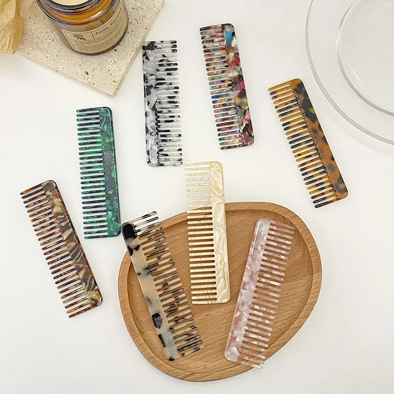 

Vintage Rectangular Acrylic Cellulose Detangle Hair Comb Wide Tooth Acetate Comb
