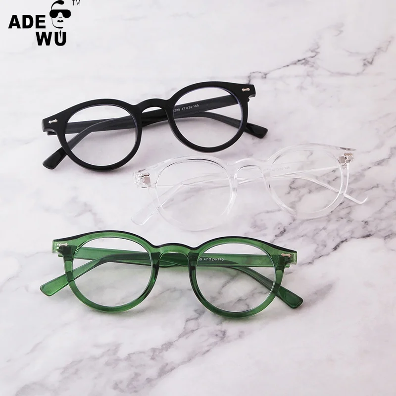 

ADE WU PSTY3388N Vintage Women Round Oval Clear Transparent Optical Glasses Blue Light Blocking Eyewear Glasses, Photos shown