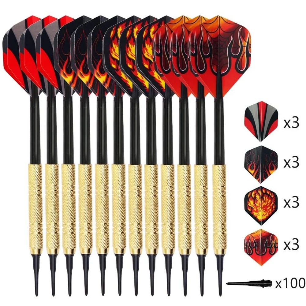 

12pcs Steel Tip Aluminum Shaft Darts with 100 Soft Nylon Tips for Electronic Plastic Darts, Colorful