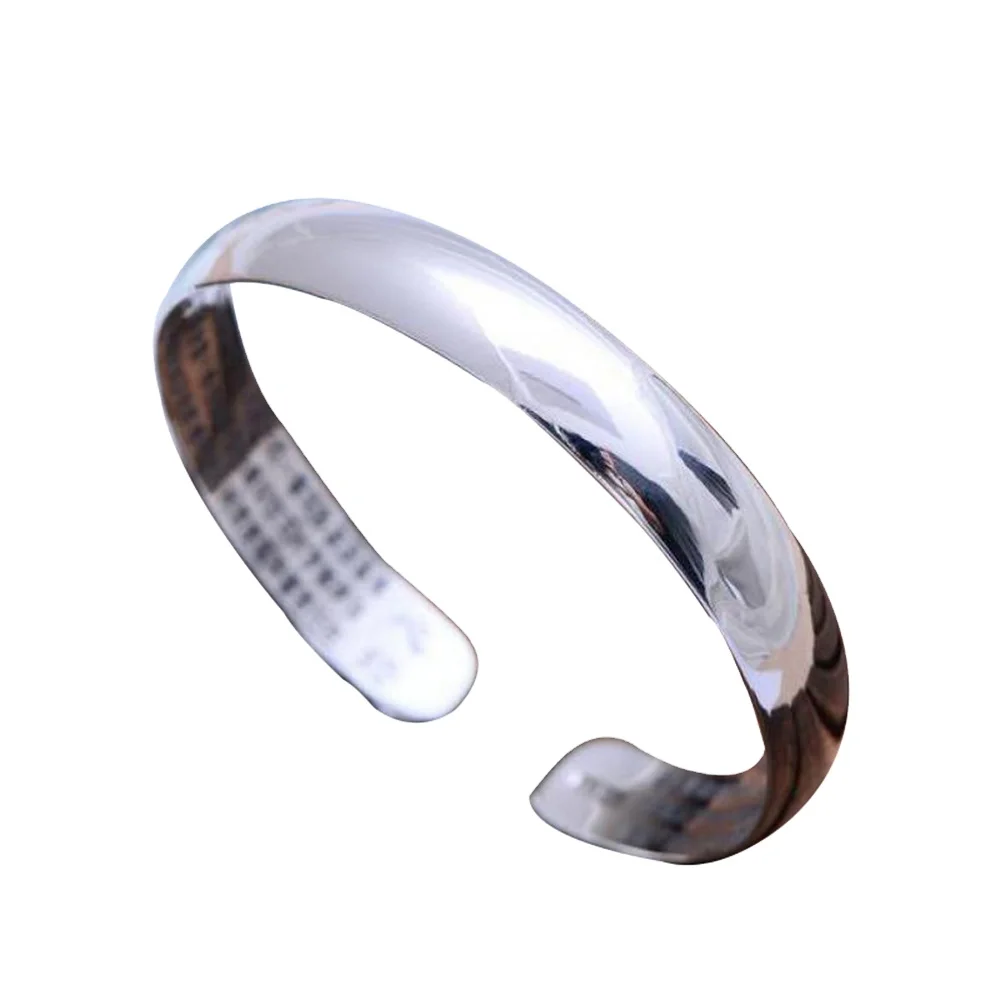 

Real 999 Silver Buddha Jewelry Men Silver Cuff Bracelet Bangle