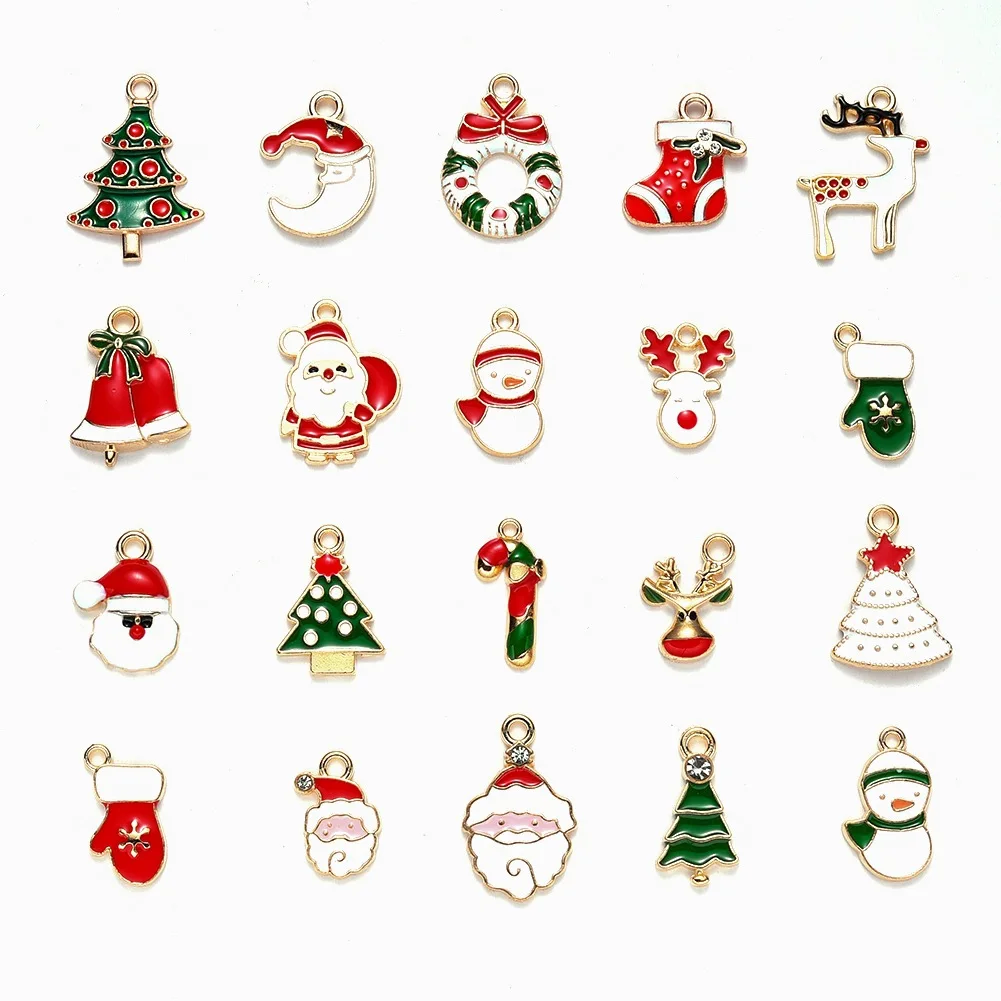

Fashion Alloy Christmas Charm Decor Set Xmas Pendant Drop Ornaments Hanging Christmas DIY Jewelry, 20 color