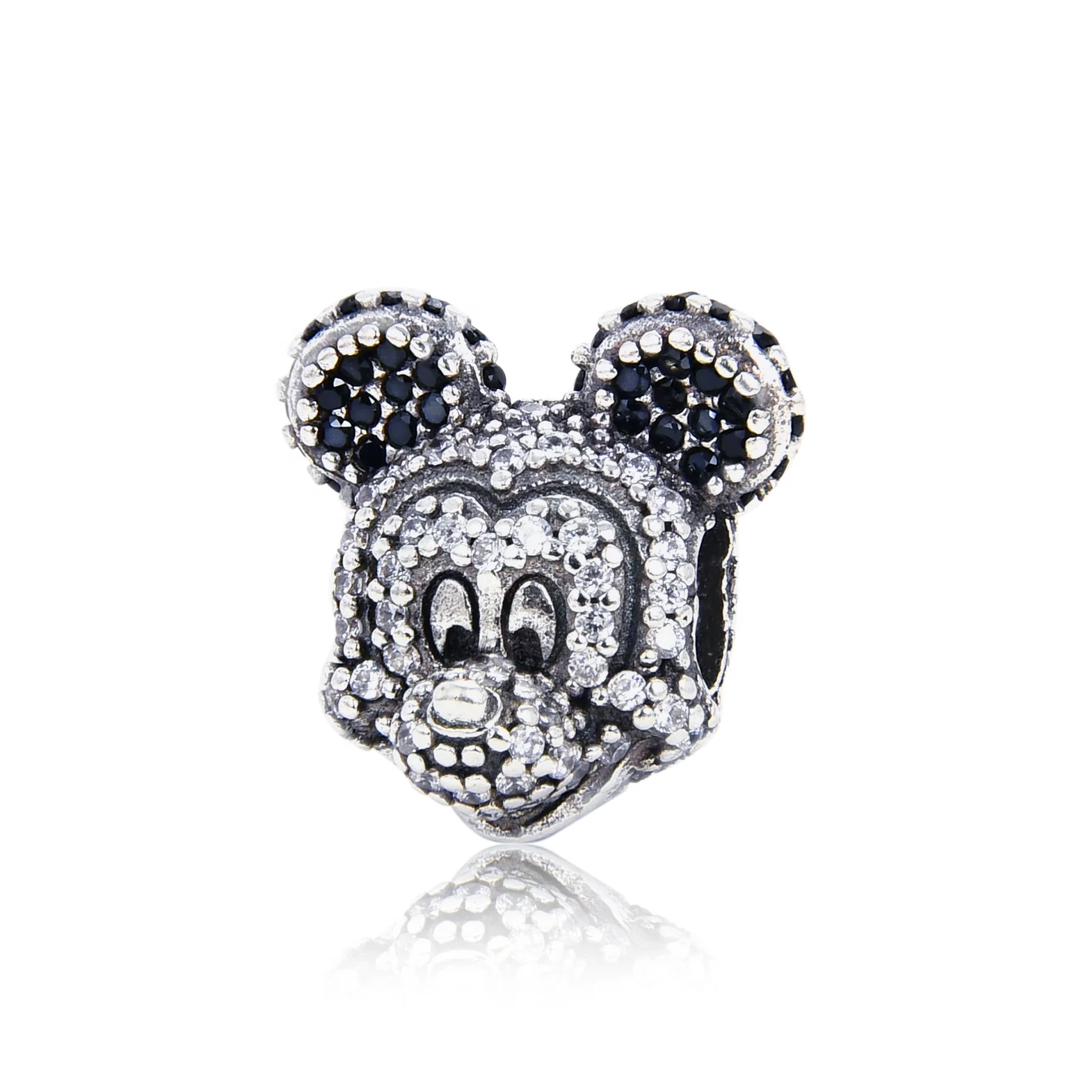 

Dandora Mickey Mouse Charm 925 Sterling Silver Zircon Bead Pendant Charm fit for Pandora Bracelet Or Necklace.