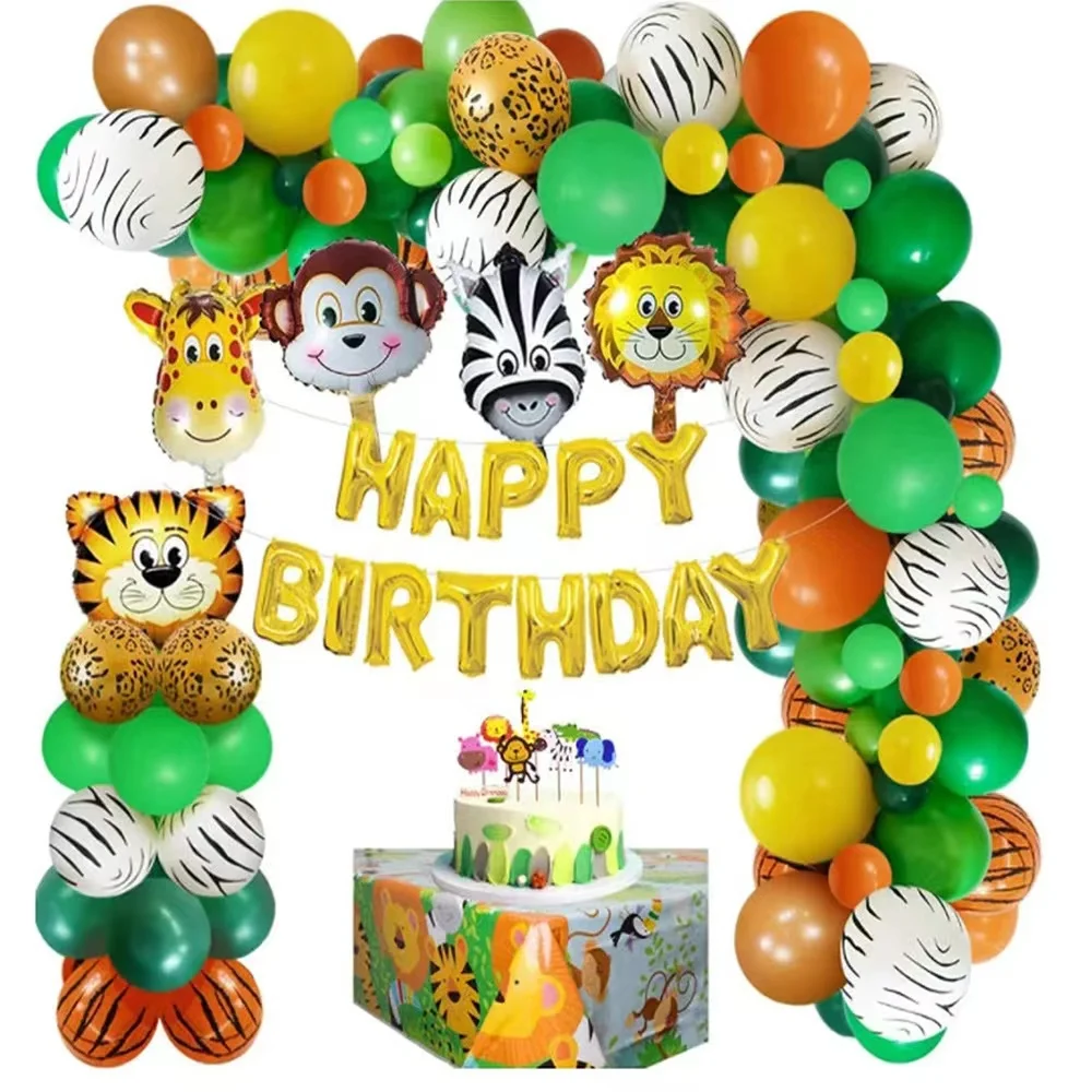 

animal theme lion Tiger giraffe aluminum foil balloons set birthday party decorative latex balloons animal foil balloons