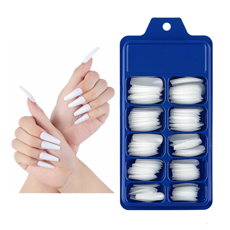 

Solid color full cover long ballet style false Nails Salon coffin Artificial Fingernails Nail Tip 100pcs in box