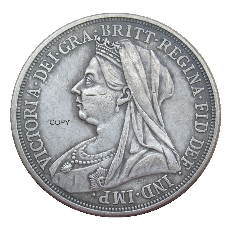 

Reproduction UK 1893 - 1900 8pcs Optional 1 Crown - Victoria 3rd portrait Silver Plated Coins