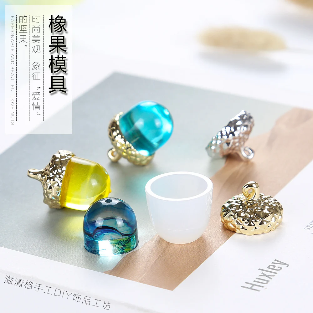 

Mold Decorative Craft Acorn Type Epoxy Resin Molds Jewelry Making Silicone Mould For DIY Jewelry Resin Necklace Pendant, Bronze/gold/silver