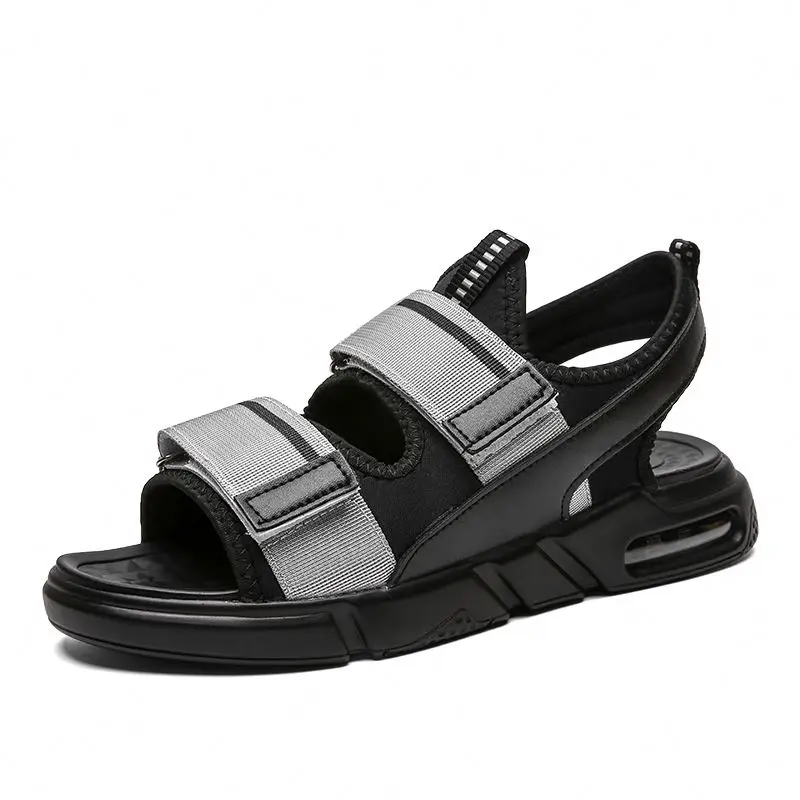 

2020 Air Cushion Outsole Beach Sandals Men' s Slippers Sandals, Black/grey