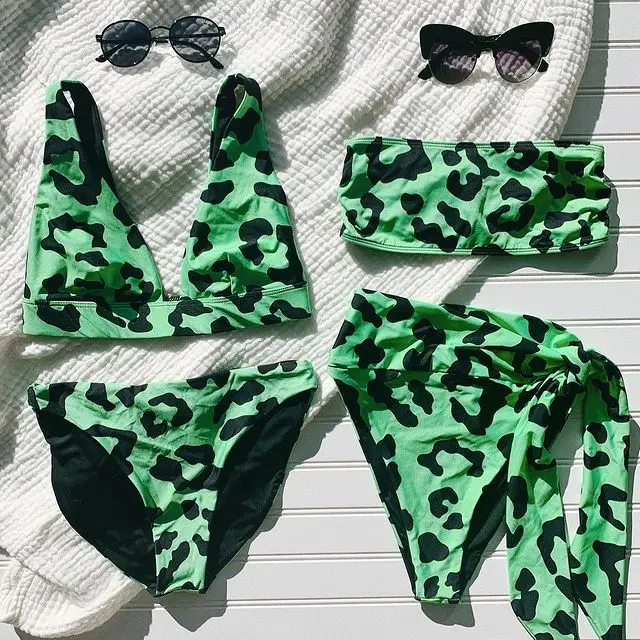 

2021 swimwear custom high quality two piece sexy women leopard print bikini, Free