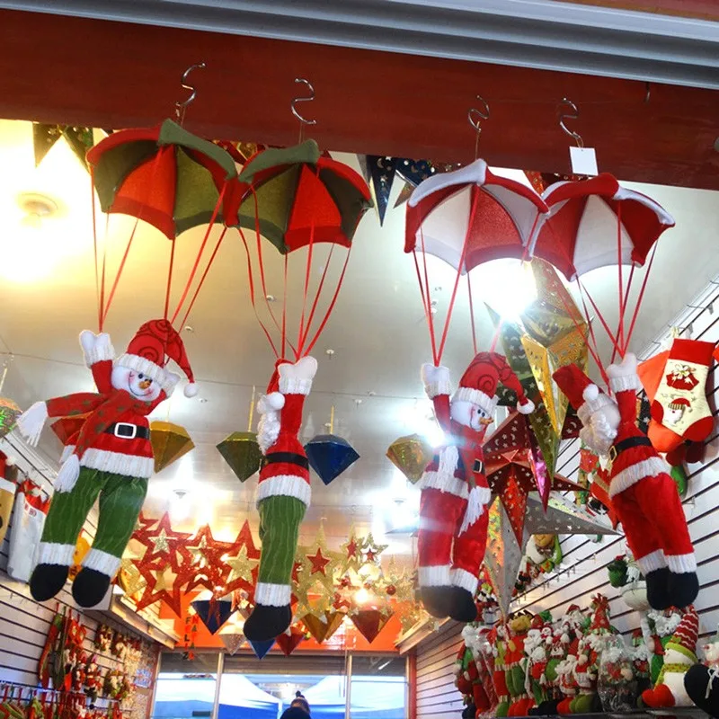 Christmas Home Ceiling Decorations Parachute Santa Claus Smowman New Year Hanging Pendant Christmas Decoration Supplies