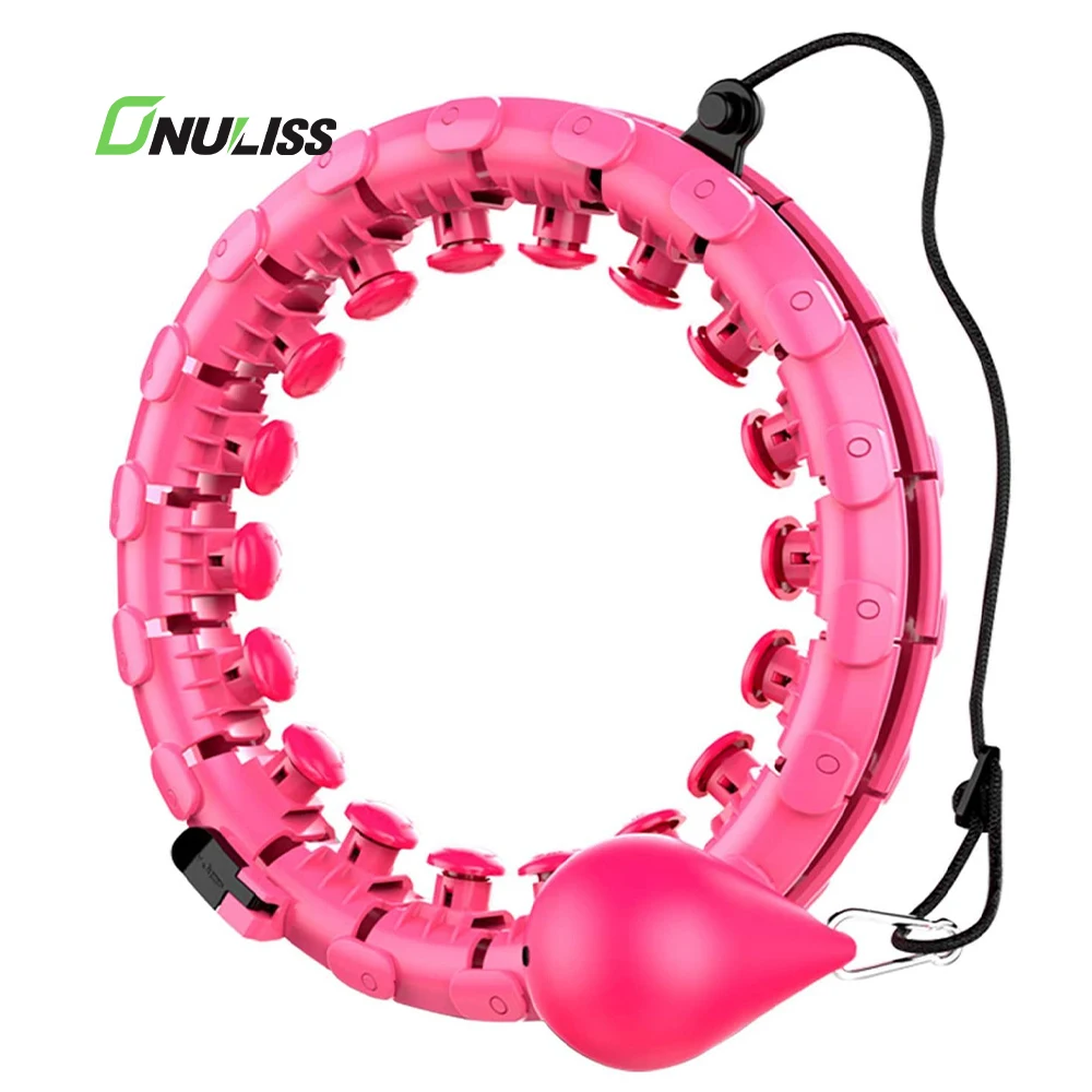 

2 in 1 Fitness Weight Loss Relif 24 Knots Abdomen Smart Hoola Hoop Smart Weighted Smart Hoop, Pink