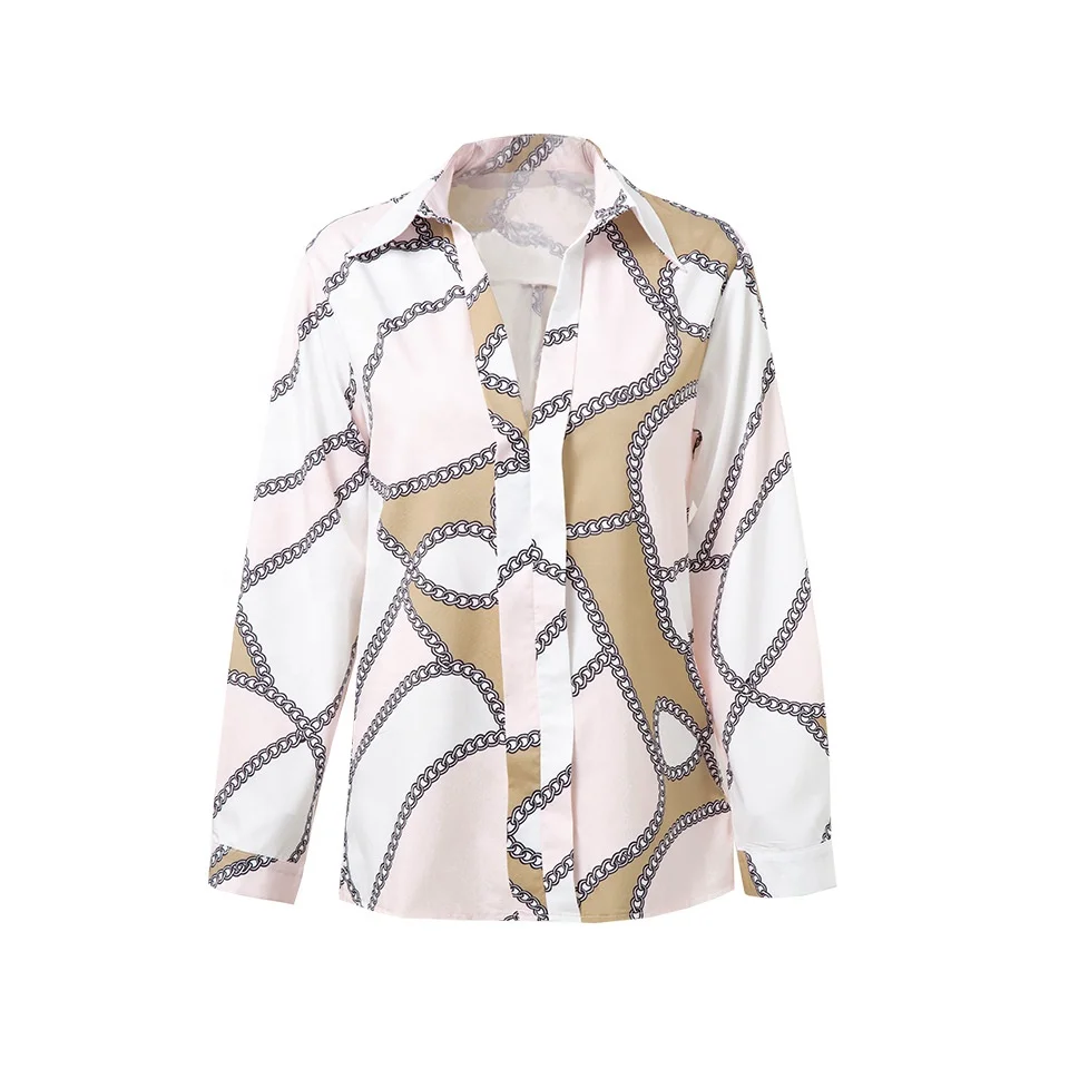

Women Long Sleeve Blouse Shirt Print Office Turn-down Collar Blouse Elegant Work Plus Size Tops Fashion Women Top