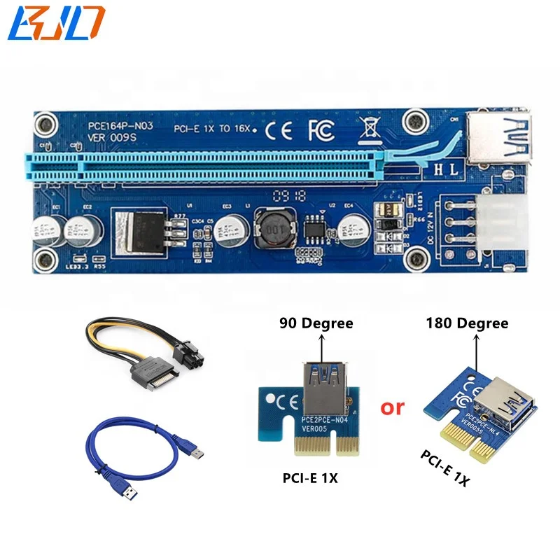 

VER 009s PCIe x1 to x16 Riser Card Adapter, 6Pin PCI-E Riser in stock