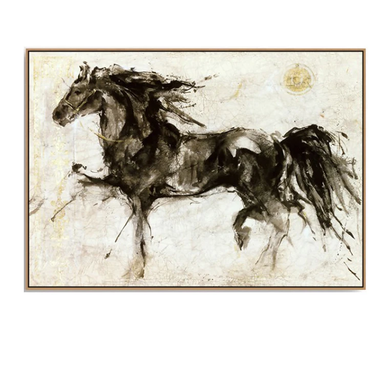 

Impressionist Home Goods Painted Canvas Wall Art of a Running Horse Animal Paintings for Decor