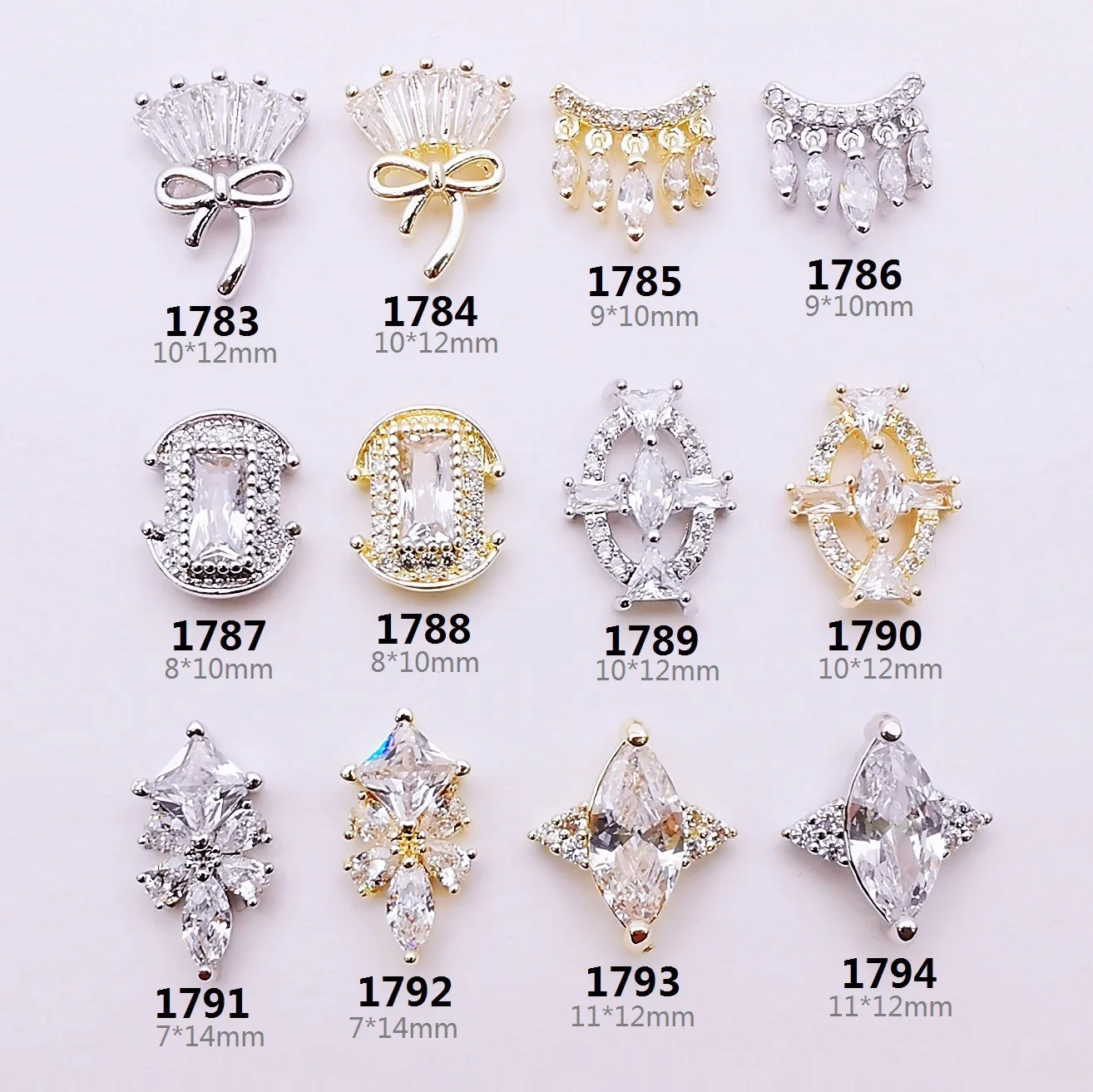 

New nail jewelry gold color plating nail art zircon charms nail decoration