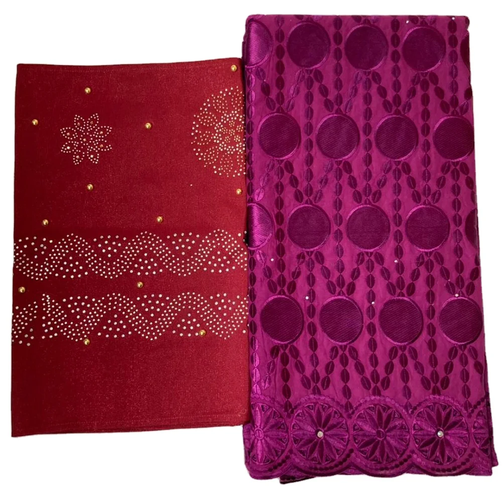 

Sinya New Set Cotton And Shawl High Quality French Cotton Lace Match Party Shawl Beautiful Swiss Cotton Material