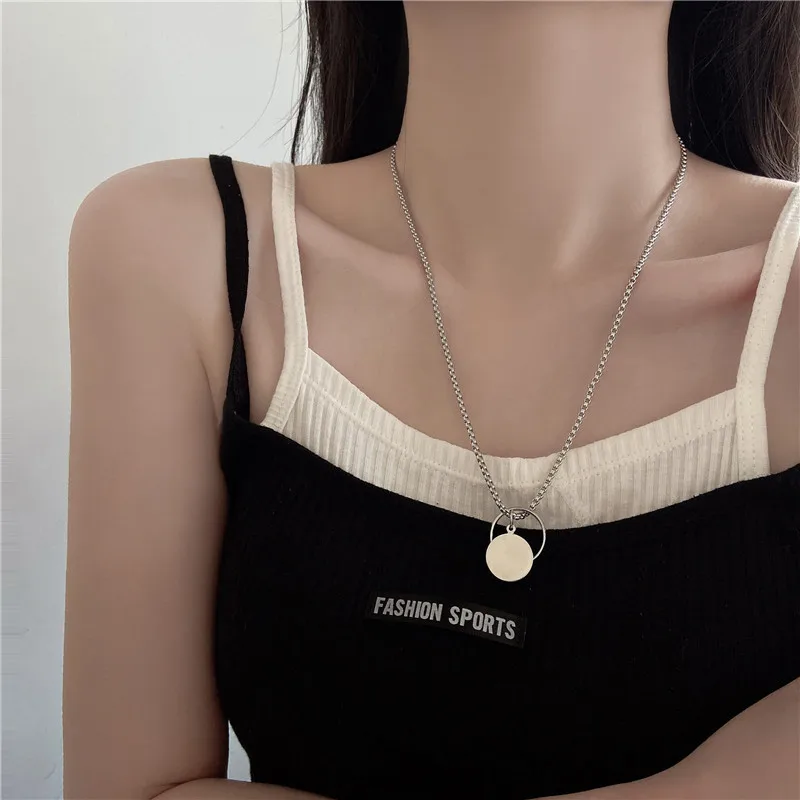 

Wang Yibo the same ring necklace 2021 new female ins cold wind hip-hop couple sweater chain with accessories