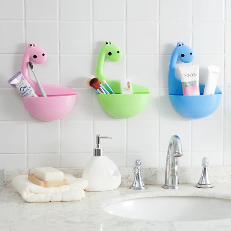 

Cute Dinosaur Baby And Adult Plastic Toothpaste And Toothbrush Holder, Blue, green, pink