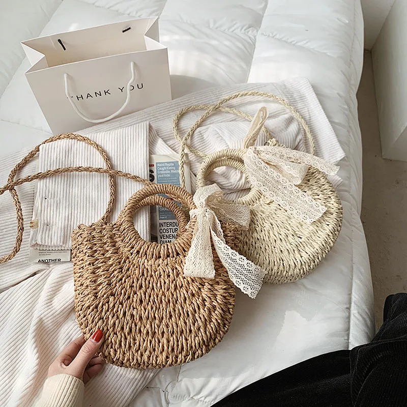 

2021 custom summer ladies natural beach tote bag little girls basket handbag bucket straw bag, Picture