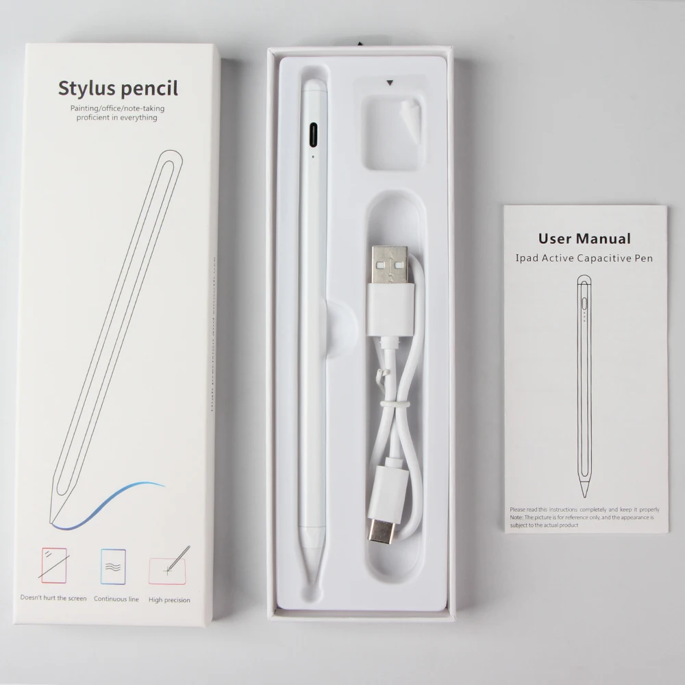 

Wholesale Multi-functional Stylus Pencil with LED Light Fine Point Soft Touch Stylus Pen Tablet Carton Packing White 10 Hours