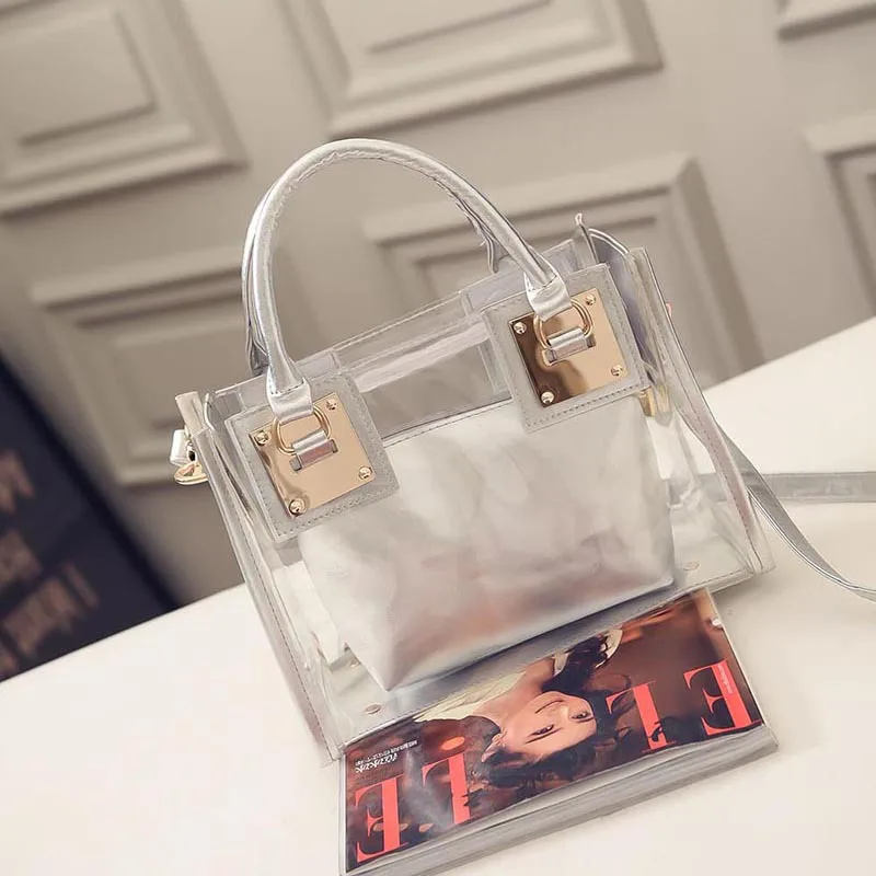 

BSCI SEDEX 2021 hot sell fashion pvc clear tote bag women shopping zipper plastic bag