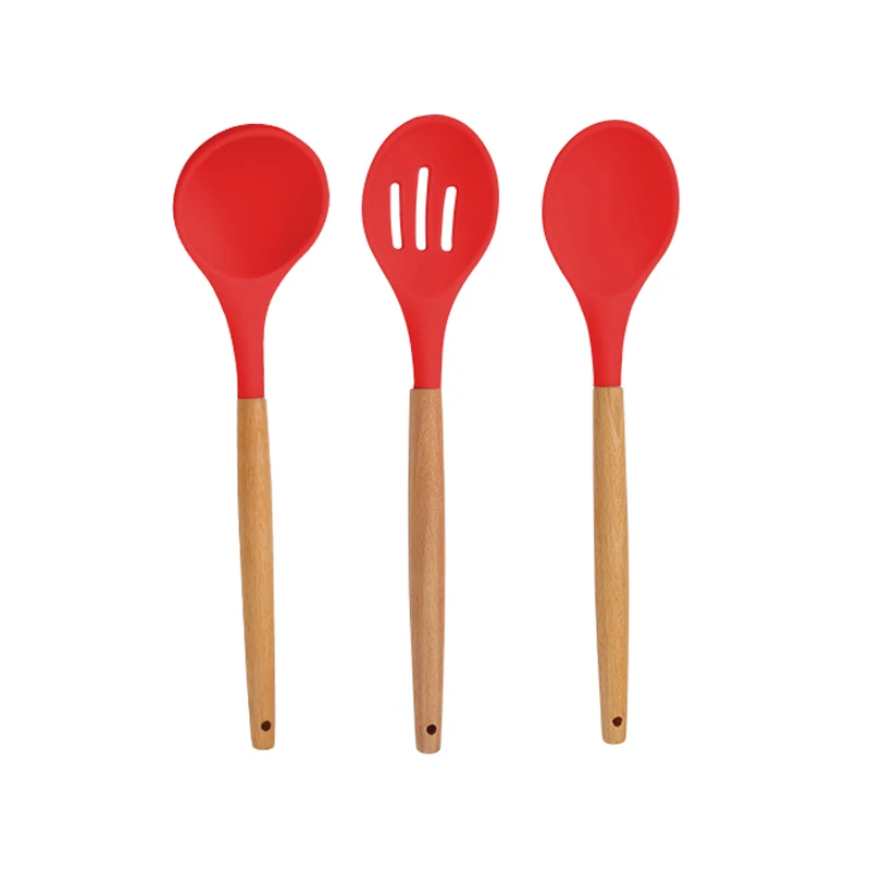 

Heat Resistant Cooking Utensils For Serving Soup Silicone Soup Ladle Slotted Spoon Set Kitchen Cookware, Many colors