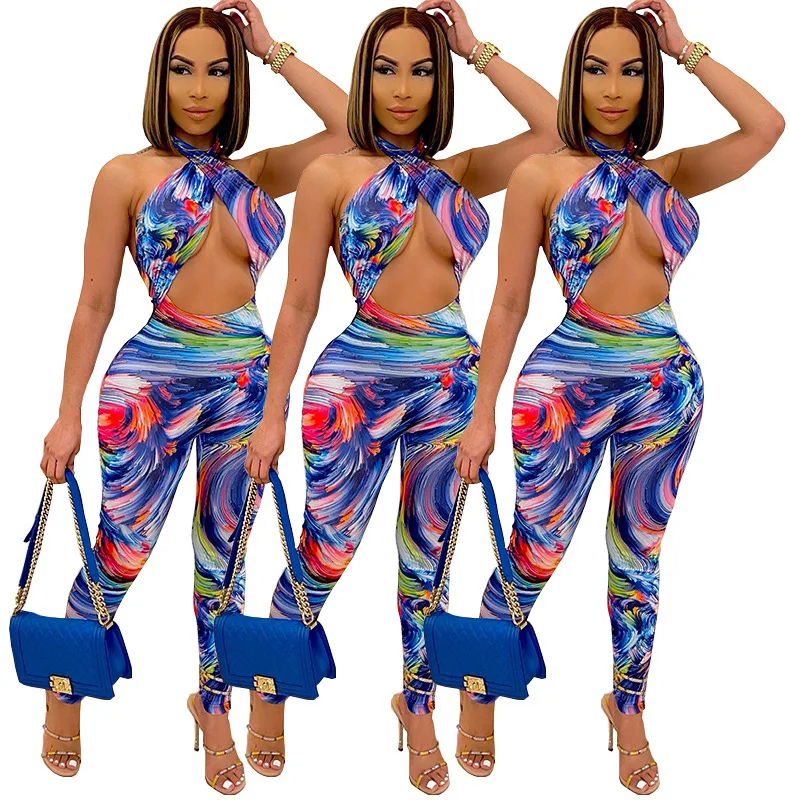 

2021 Sexy European And American Women Fashion Camouflage Print Strapless Back Sleeveless Tights Of Daily Life Women Junpsuit, Picture